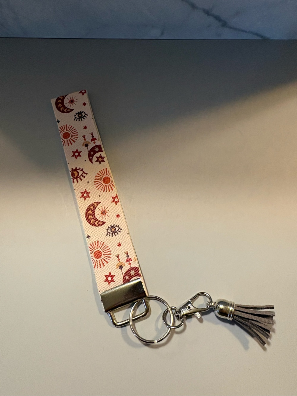 Celestial Print Wristlet Keychain - Pink & Orange
